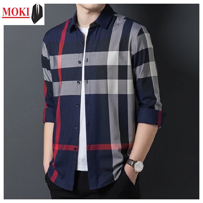 Áo sơ mi kẻ sọc thời trang nam MOKI,áo sơ mi nam cao cấp phong cách nam tính lịch lãm | BigBuy360 - bigbuy360.vn