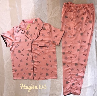BỘ LỤA SATIN ÁO CỘC QUẦN DÀI HÌNH TRÁI TIM
