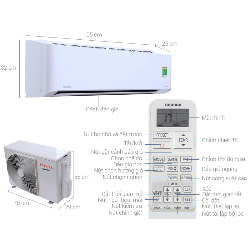 Máy lạnh Toshiba RAS-H13L3KCVG-V Inverter 1.5Hp model 2021