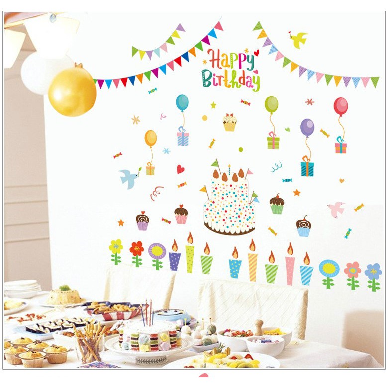 Decal dán tường chúc mừng sinh nhật - happy birthday