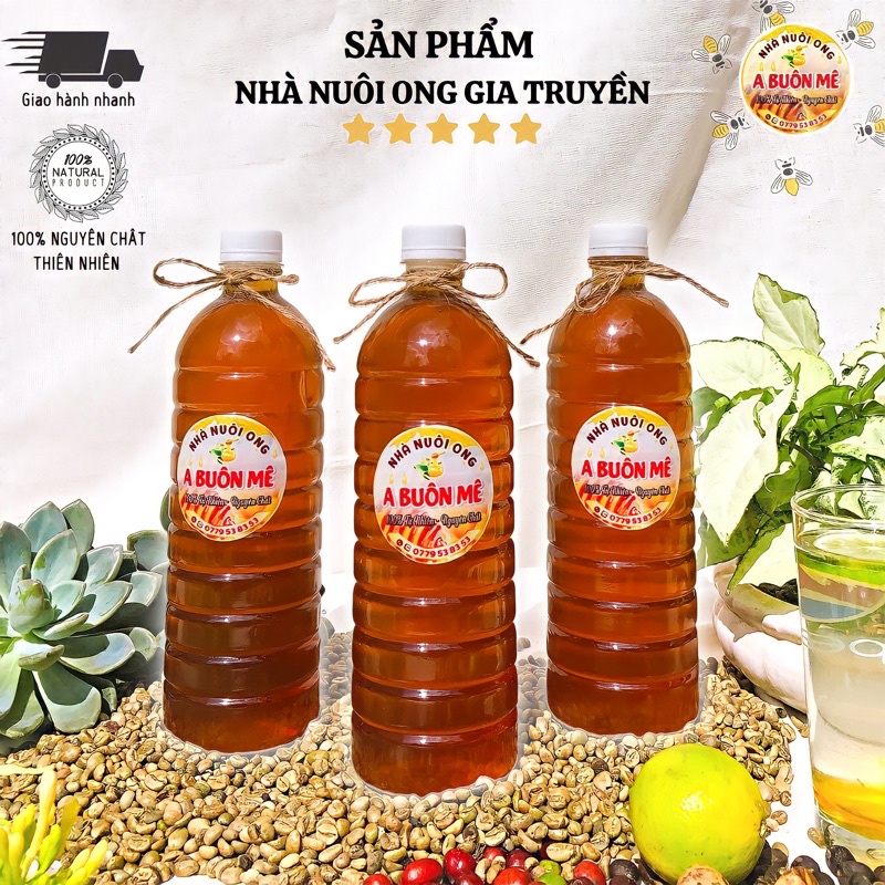 Mật Ong Hoa Cà Phê Nguyên Chất 1000ml Loại Ngon - Nhà Nuôi Ong A Buôn Mê_Bao Test