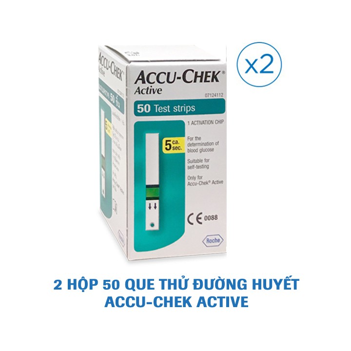 Combo 2 hộp que thử đường huyết Accu-Chek Active 50 que/hộp