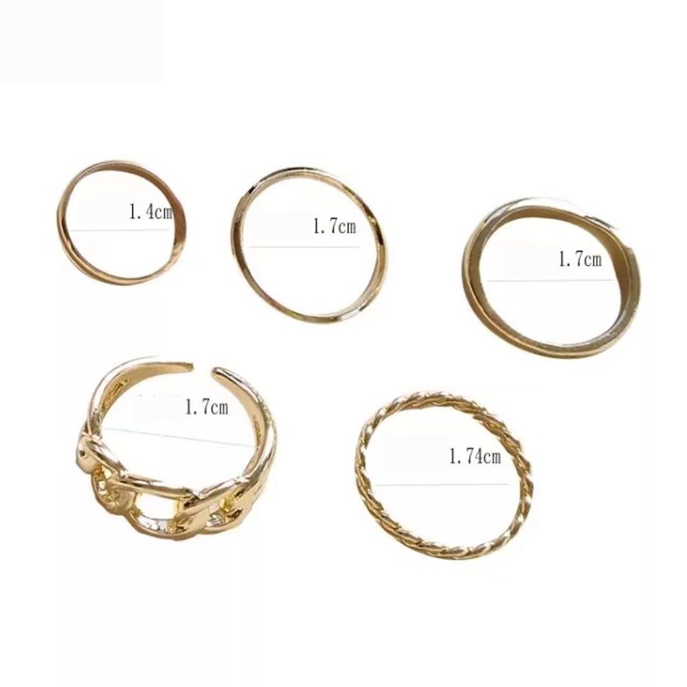 Bộ 5 Nhẫn Đeo Đốt Ngón Tay Bằng Hợp Kim Nhiều Màu Thời Trang Cổ Điển Dành Cho Nữ