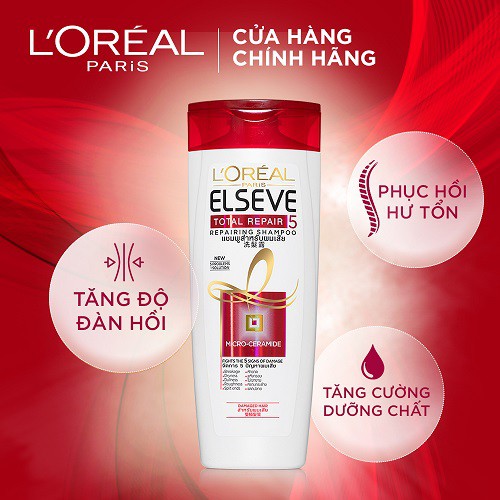 [HB Gift] Dầu gội phục hồi tóc hư tổn L'Oreal Paris Elseve Total Repair 5 Repairing Shampoo 130ml | BigBuy360 - bigbuy360.vn