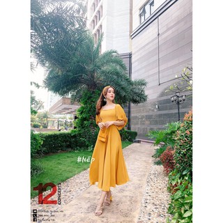 Váy maxi tay bồng li eo MSĐ