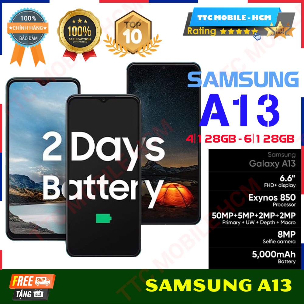 Điện Thoại Samsung A13 6GB/128GB|4GB/128GB-Chính hãng-Nguyên Seal