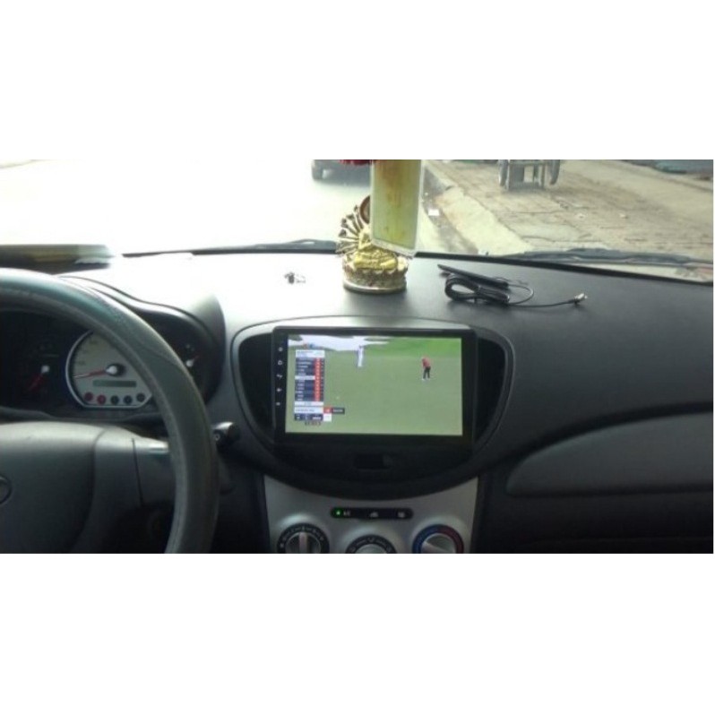Bộ màn hình lắp sim 4G xe huyndai i10 2008-2011, Trọn bộ gồm màn hình, mặt dưỡng, dây giắc zin theo xe không cần cắt nối