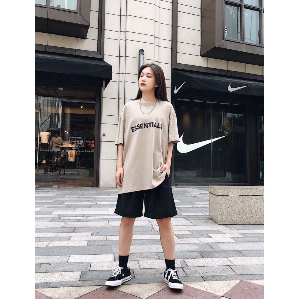 FEAR OF GOD FOG double-line ESSENTIALS three-dimensional plastic label short-sleeved high street tide brand couple T-shirt