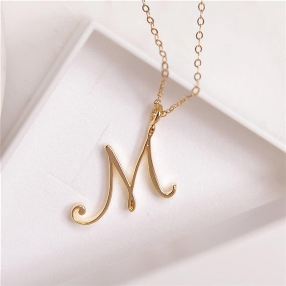 CACTU Luxury Minimalist|Plated Metal Cursive Alphabet Initial Necklace