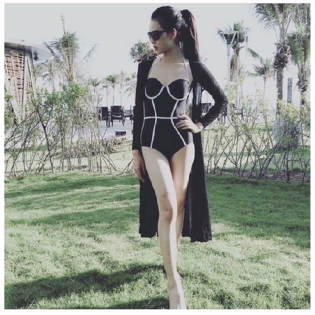 Bikini áo tắm liền ôm dáng viền trắng (Ảnh thật) | BigBuy360 - bigbuy360.vn