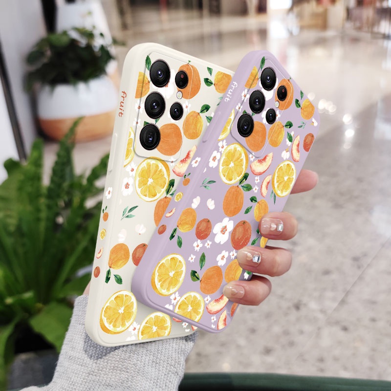 Ốp Điện Thoại Màu Nước Cam Cho Samsung Galaxy S23 S22 Ultra Plus