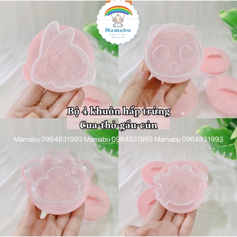 Bộ 4 Khuôn Hấp Làm Bánh Flan, Thạch Pudding, Hấp Trứng Cho Bé Ăn Dặm Mamabu