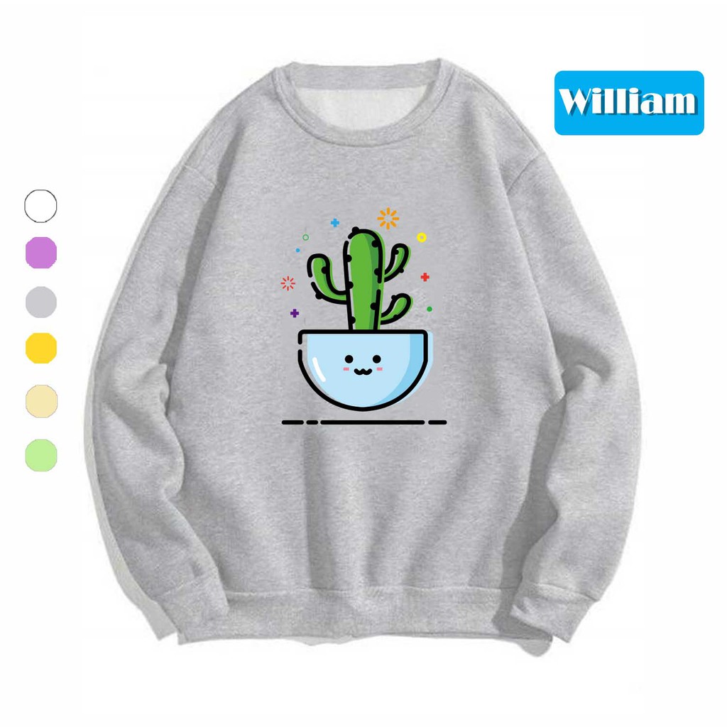 Áo sweater nam nữ in hình Chậu Cây, chất nỉ dày dặn, hợp làm áo cặp William - DS111