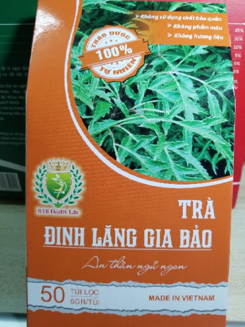 Trà Đinh Lăng Gia Bảo 200gr / 40 túi lọc, giúp an thần ngủ ngon,mát gan thanh lọc cơ thể