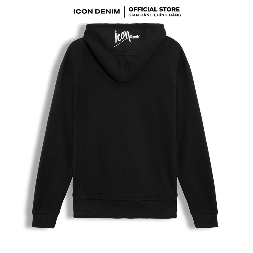 Áo Nỉ Hoodie Có Nón ICON DENIM Unisex Màu Đen Dày Dặn, Có Chữ Ký Thêu Sau Nón | BigBuy360 - bigbuy360.vn