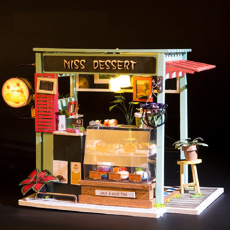 Mô hình nhà DIY Doll House Robotime Ice Cream Station DGM06 Kèm Bộ dụng cụ và Keo dán