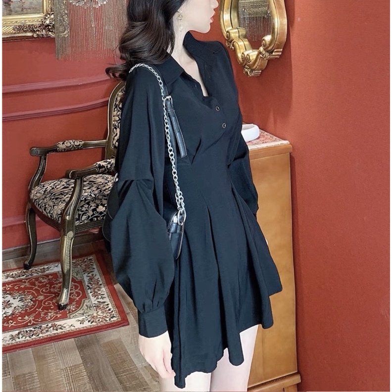 Đầm xòe BlaPink thiết kế cổ sơ mi kèm dây eo lịch thiệp - SHINE DRESS T203