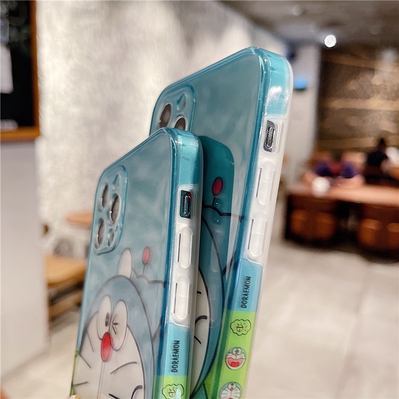 iPhone 11 12 Pro Max 6 6S Plus 7 8 Plus X Xs Max SE 2020 Casing All-inclusive translucent side pattern Doraemon Doraemon TPU Cover Case