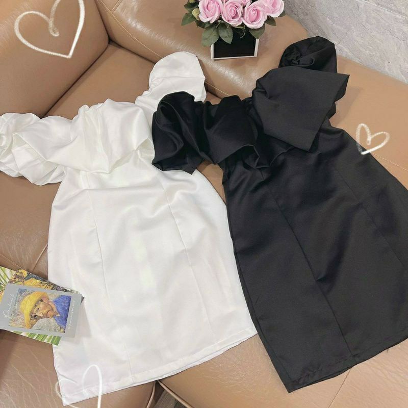 Đầm trễ vai xanh mint