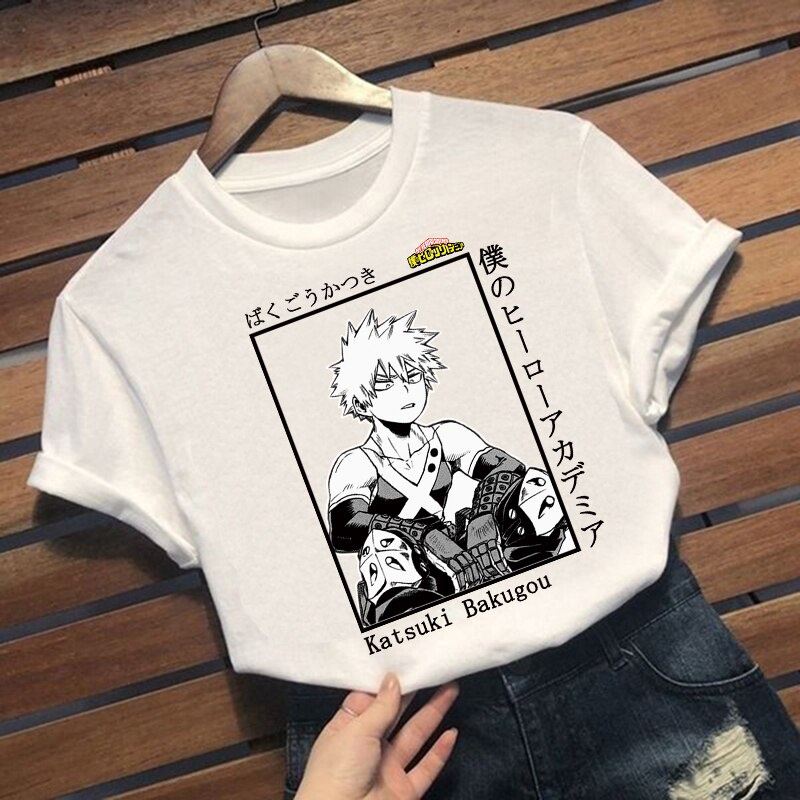 Áo Thun, áo phông Anime Bakugou Katsuki My Hero Academia 2 màu đen trắng độc đẹp