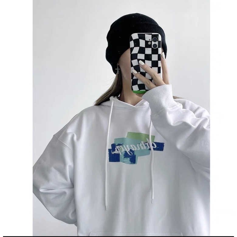 Áo hoodie tim tô xanh in 2 mặt TH6