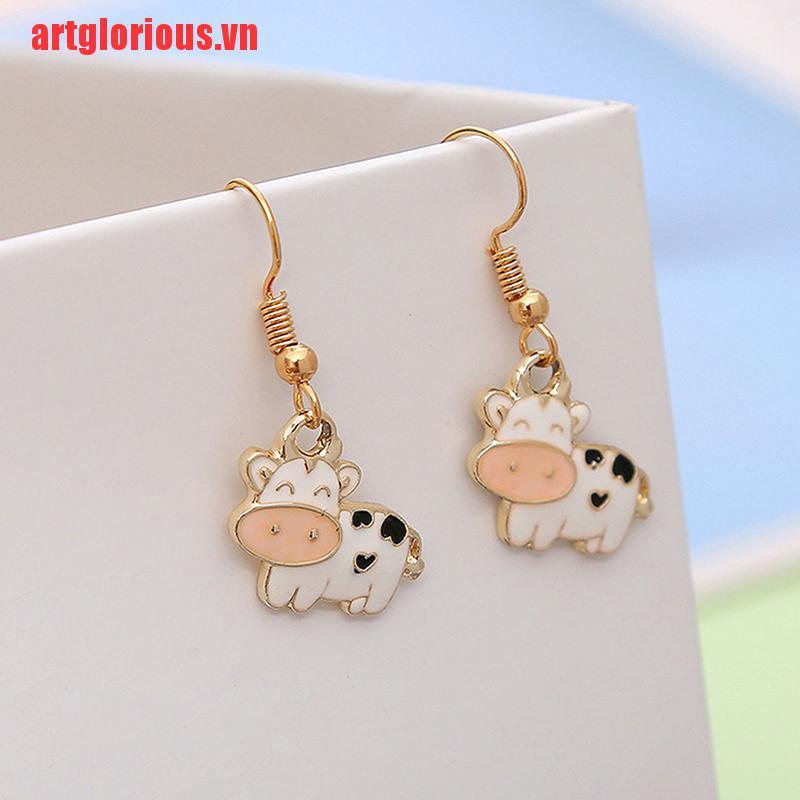 【artglorious】Fashion Cow Earrings Drop Dangle Jewelry Farm Animal Party Accesso