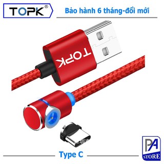 Cáp Sạc Nam châm TOPK Siêu Phong Cách, Dài 1 mét hoặc 2 mét, Chữ L Xoay 360 độ - USB Type C