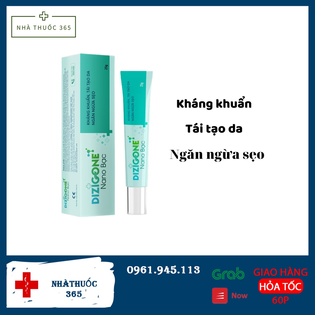 Kem Dizigone nano bạc - Kháng khuẩn, lành vết thương, tái tạo da, ngăn ngừa sẹo