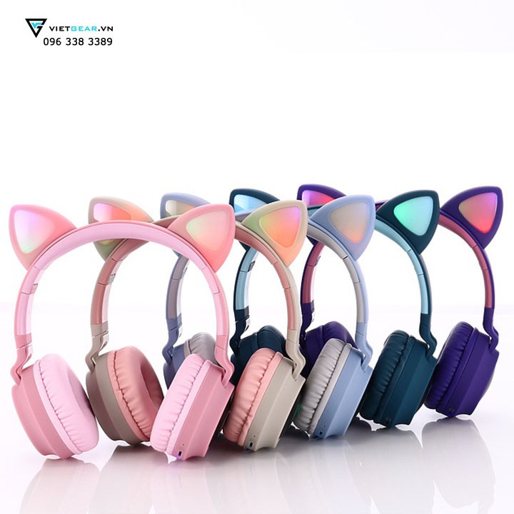 Tai nghe tai mèo cụp tai BT028C Bluetooth, led RGB, bass khỏe | BigBuy360 - bigbuy360.vn