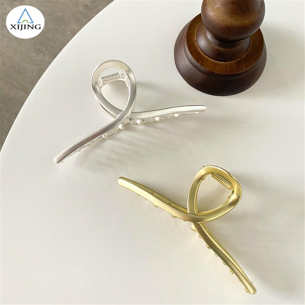 Kẹp Tóc Kim Loại Màu Vàng / Bạc Hai Kích Cỡ Phong Cách Hàn Quốc Xinh Xắn Dành Cho Phụ Nữ