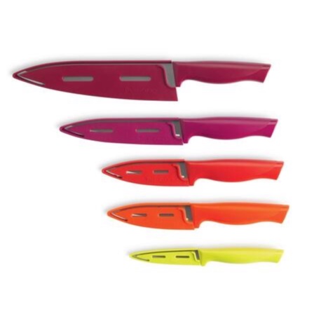 Bộ dao Tupperware Essential 5 món - Lưỡi dao bằng thép không gỉ - Có vỏ bọc riêng từng dao