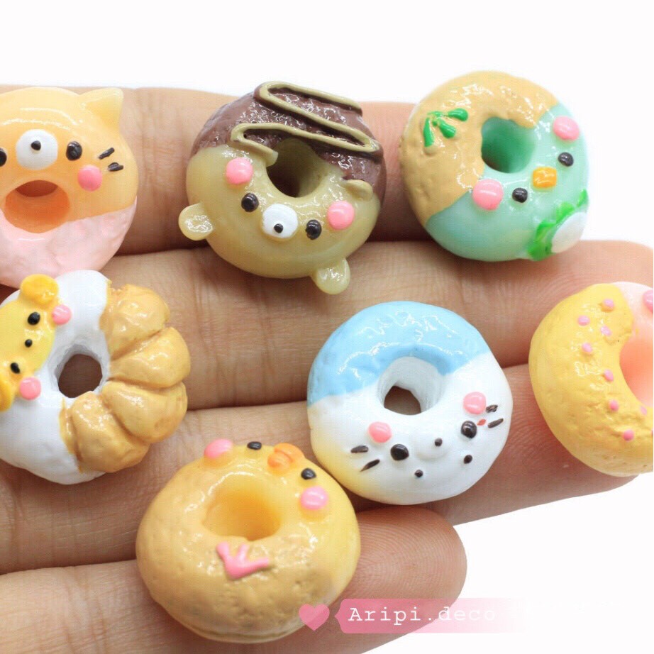 Charm bánh rán donut hình thú Nhật siêu siêu xinh B8 /Nguyên liệu làm phụ kiện handmade vòng tay / resin