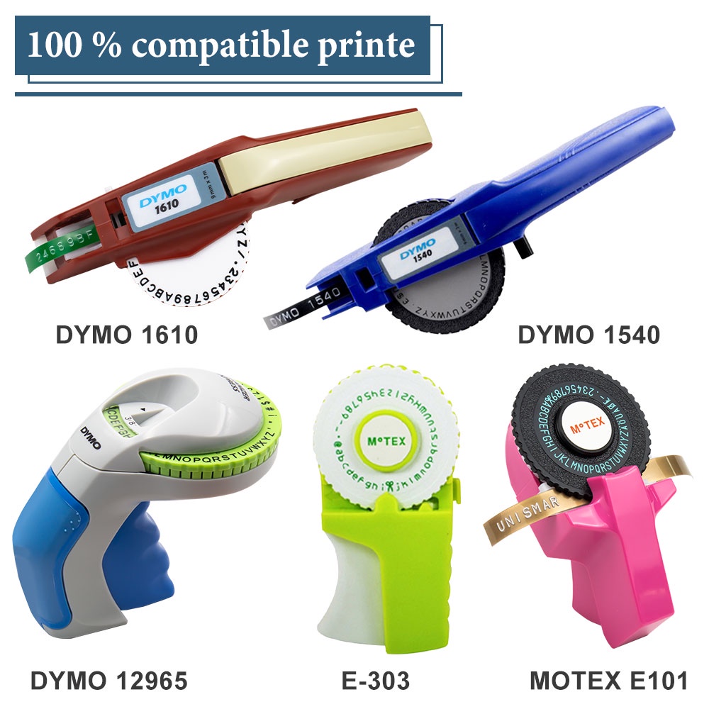 Băng Keo Dymo Dập Nổi 9mm x 3m Motex E101 E202 E303 E404 Dymo Ấn Tượng x 12965 Omega Homer 16101540 1880