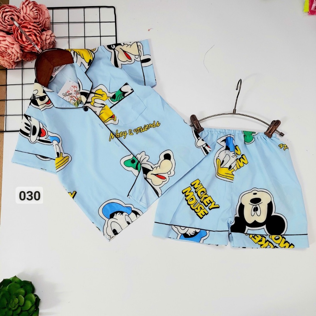 11-45kg Bộ pijama tay ngắn bé gái lụa Hàn cao cấp 030