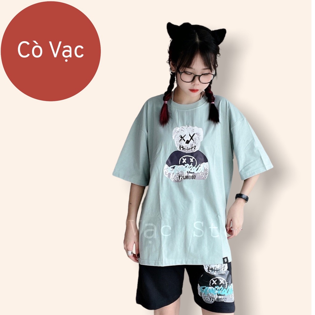 Bộ đồ đôi unisex Gấu Kwas chất cotton co dãn 4 chiều- Ảnh thật Tại Cò Vạc