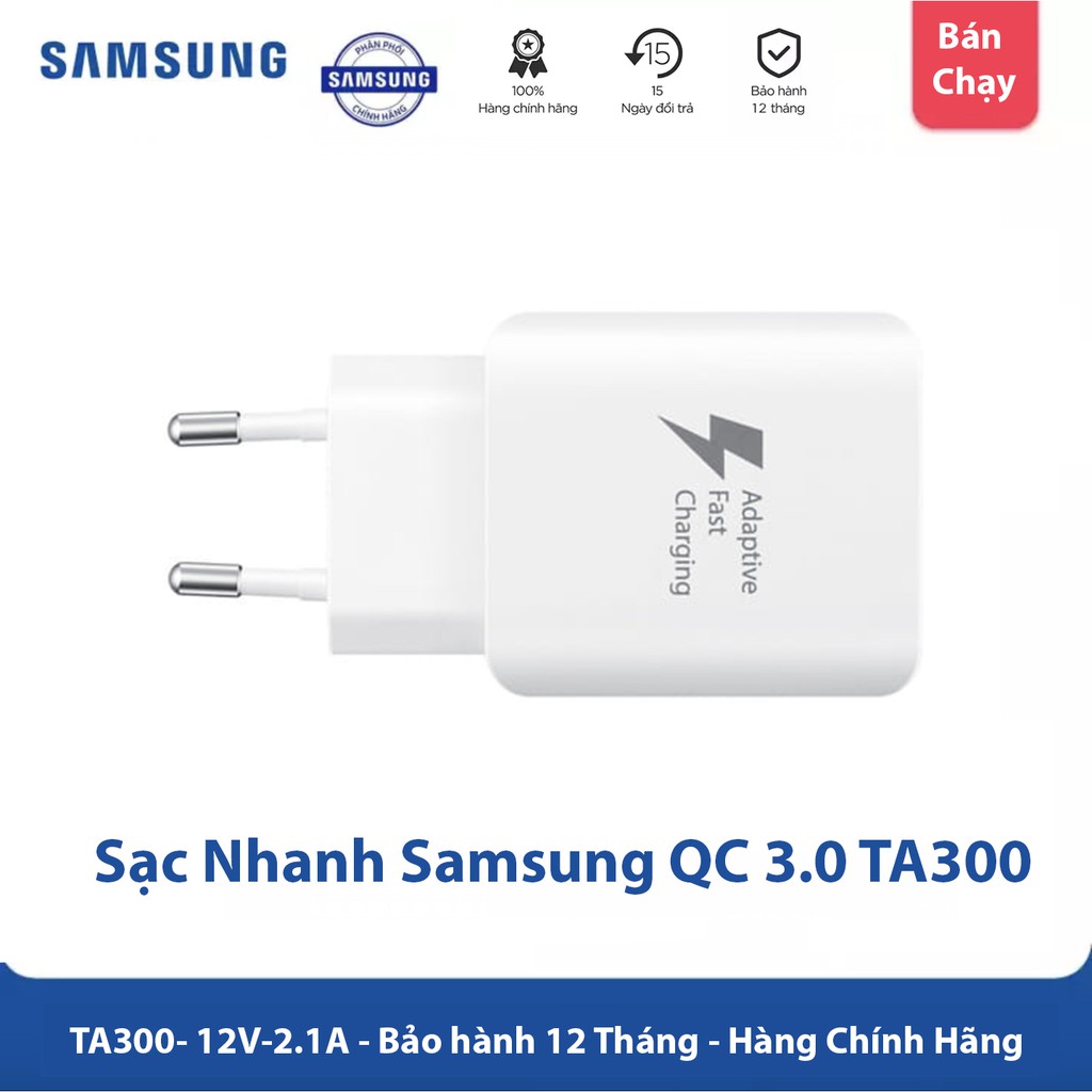 Sạc Nhanh Samsung QC 3.0 TA300 - 12V-2.1A Chính Hãng - Dành cho Samsung Note9/ Galaxy Tab S3/S4