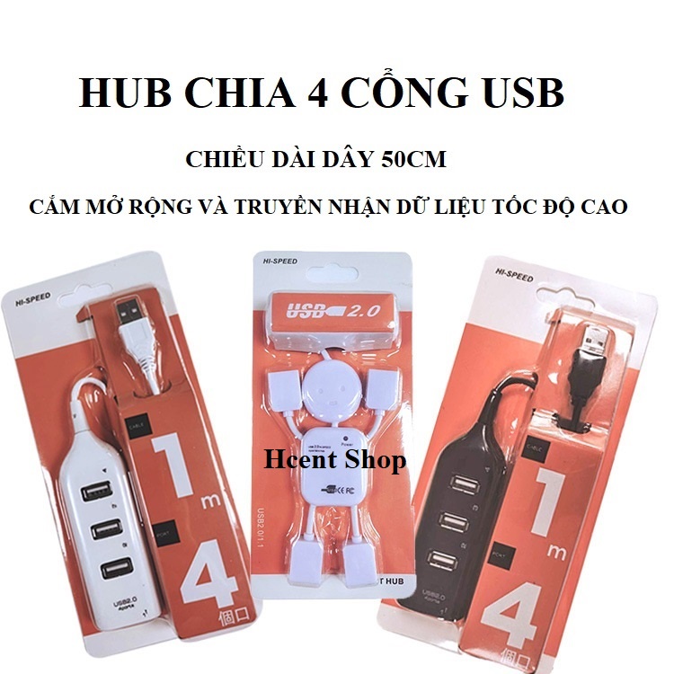 Bộ chia 4 cổng USB, HUB chia 4 cổng USB mở rộng truyền dữ liệu tốc độ cao tiện dụng loại 1