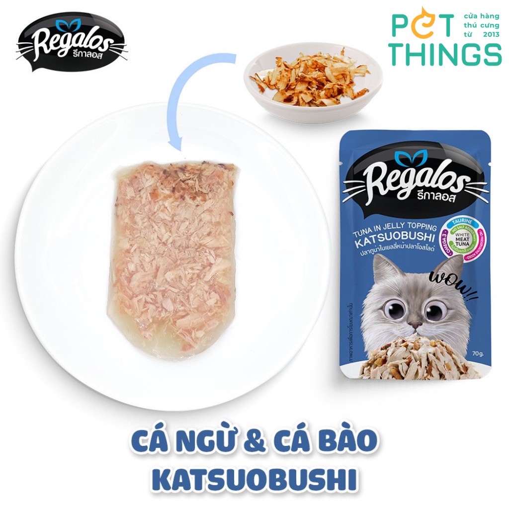 Thức ăn ướt cho mèo Regalos gói 70g, pate mèo Thái Lan