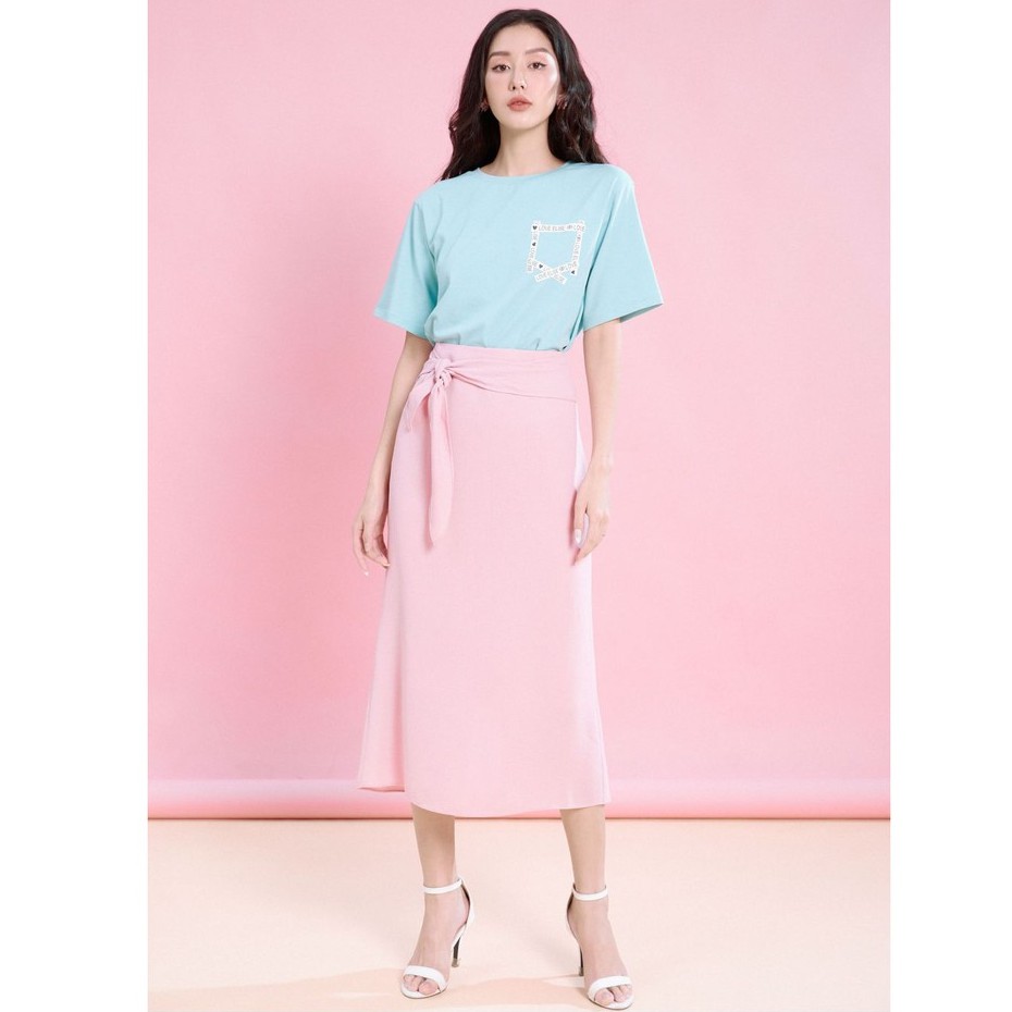 [Mã WABRLOW5 giảm 15% đơn 300K] Chân váy hồng đai cạp thiết kế Elise