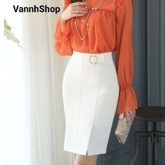 Chân váy bút chì thiết kế xẻ trước 2 bên phong cách MS16