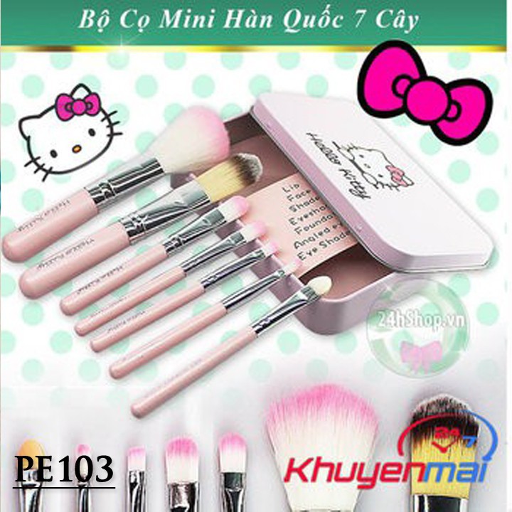 Bộ Cọ Trang Điểm 7 Cây Hello Kitty