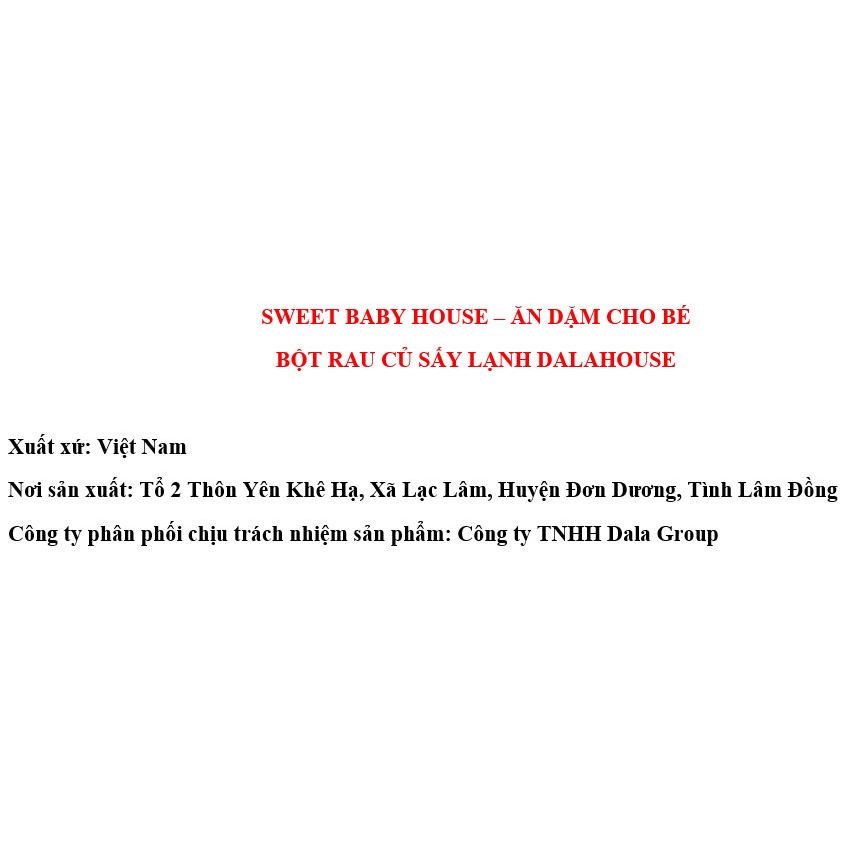 Combo bột rau củ sấy lạnh Dalahouse 21 gói 3g, bột ăn dặm cho bé . Date 1/2023 - Sweet Baby House