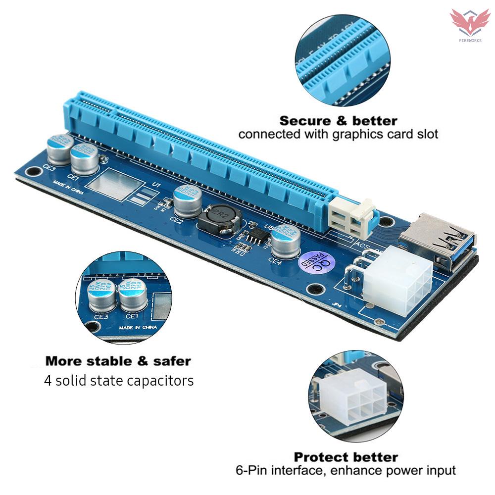 Card Chuyển Đổi Pci-E 1x Sang Pci-E 16x Pci-E 6pin Với Cáp Dữ Liệu Usb 3.0 Sata Cho Bitcoin Mining