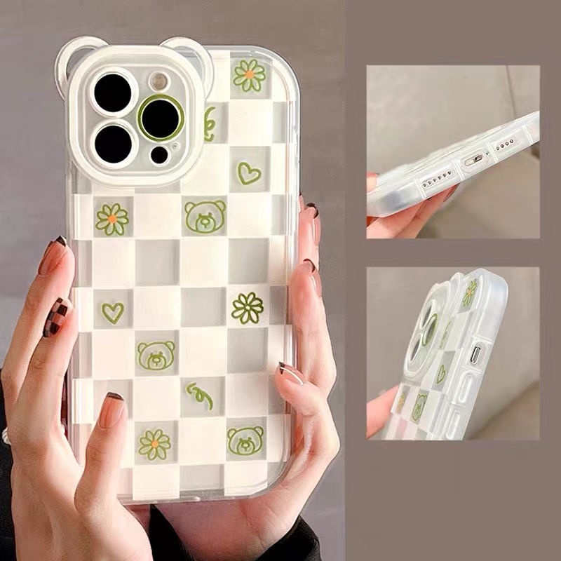 Ốp Điện Thoại Silicon TPU Mềm Trong Suốt Họa Tiết Kẻ Ô Cho IPhone 13 12 Mini 11 10 Pro XS Max X XR 8 7 6 6S Plus SE 2020