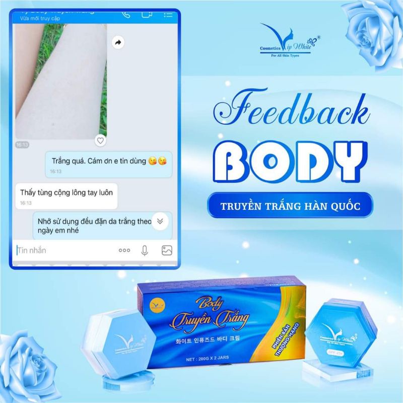 Kem Body Xanh Hàn Quốc Vip White Truyền Trắng Thượng Hạng