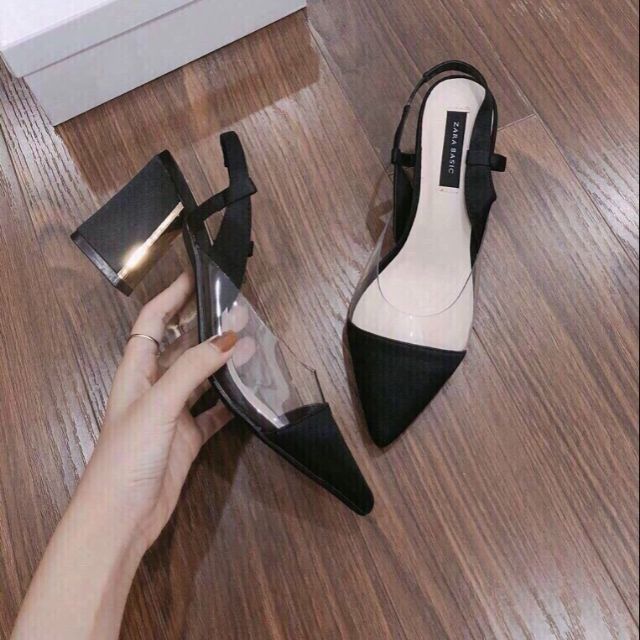 Giầy cao gót mũi nhọn đế vuông