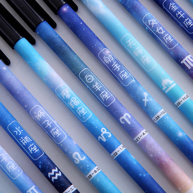 1 Bút Bi Mực Đen Ngòi 0.5mm 12 Dáng Hình Chòm Sao