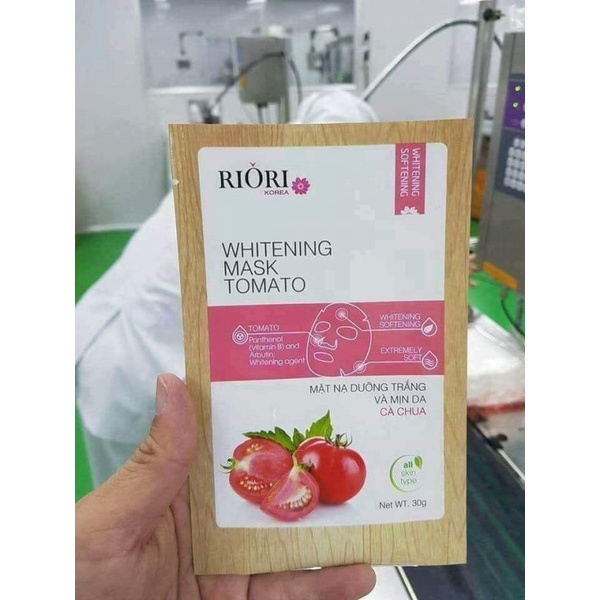 Mặt nạ Cellulose Riori Mask Tomato, bổ sung tinh chất cà chua, giúp dưỡng trắng và làm mịn da