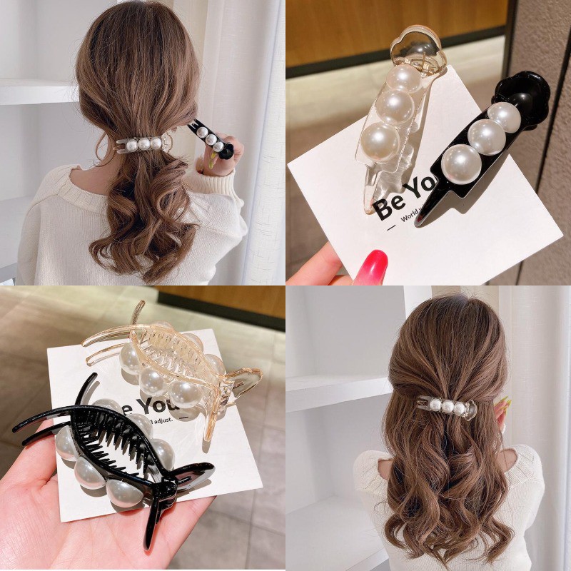 Kẹp Tóc Đính Ngọc Trai Xinh Xắn Theo Phong Cách Retro Hàn Quốc