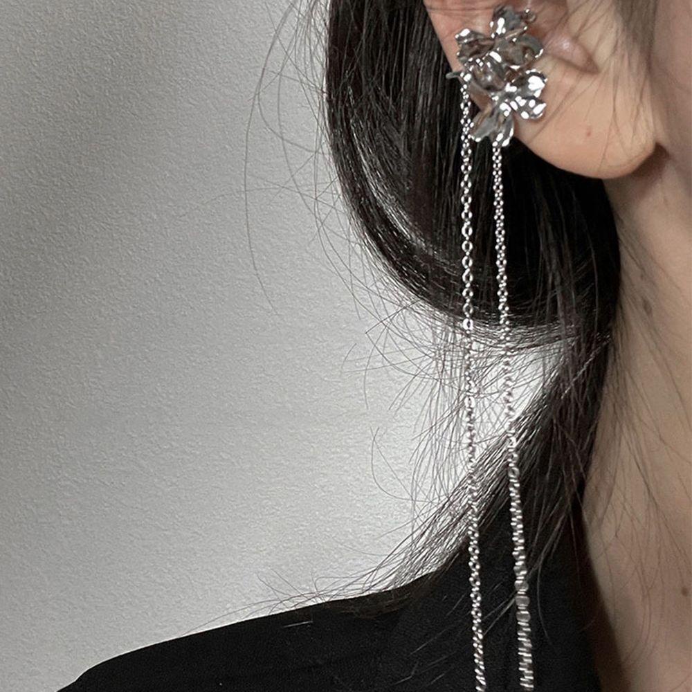 Khuyên Tai Dạng Kẹp Phối Dây Xích Phong Cách Vintage Thời Trang Cho Nữ MXMUSTY